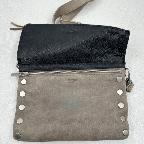 Hammitt Dillon Black & Pewter Brushed Silver Hardware Cross Body Shoulder Clutch - Picture 7 of 13